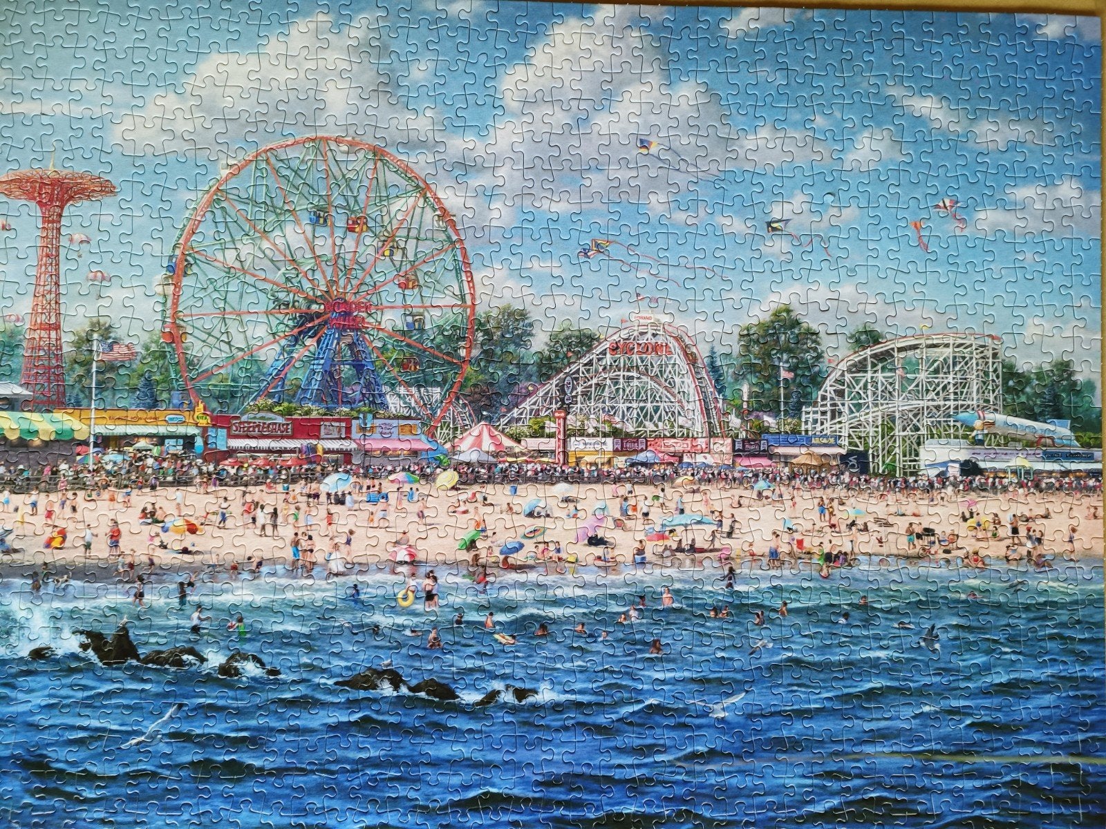 Schmidt Puzzel Thomas Kinkade Coney Island 1000 stukjes, Ophalen of Verzenden, 500 t/m 1500 stukjes, Zo goed als nieuw