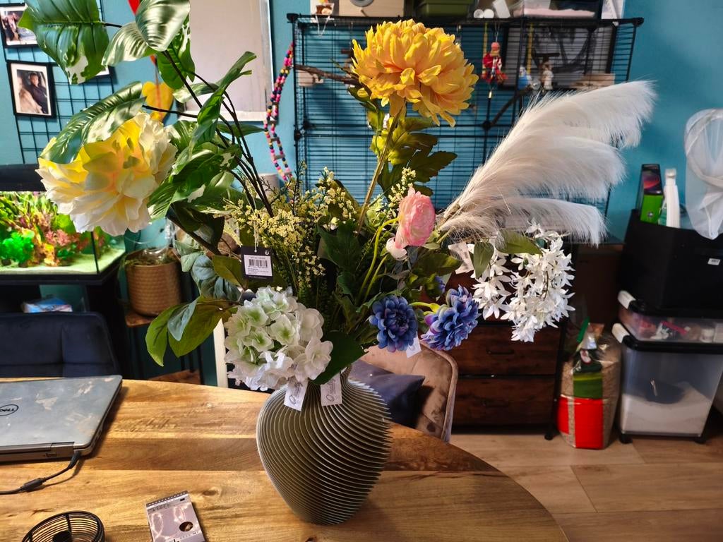 Grote 3D geprinte vaas met droogbloemen, Ophalen of Verzenden