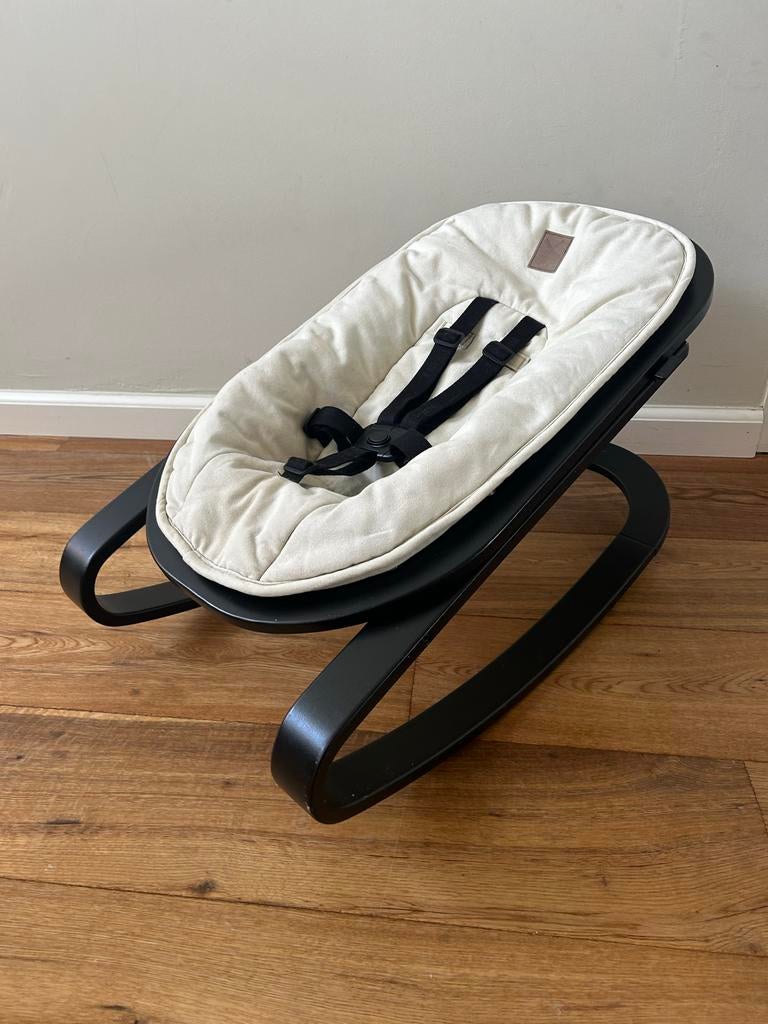 Kidsmill wipper schommelstoel Newborn Hout Zwart Beige, Ophalen of Verzenden, Gebruikt, Overige typen