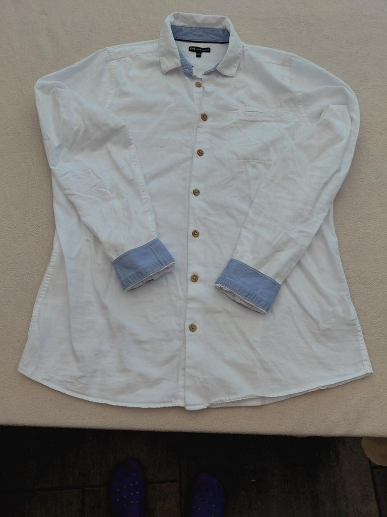 Mooie jongens blouse wit, leuk voor een gala, maat 170, Ophalen of Verzenden, Zo goed als nieuw, Jongen, Overhemd of Blouse