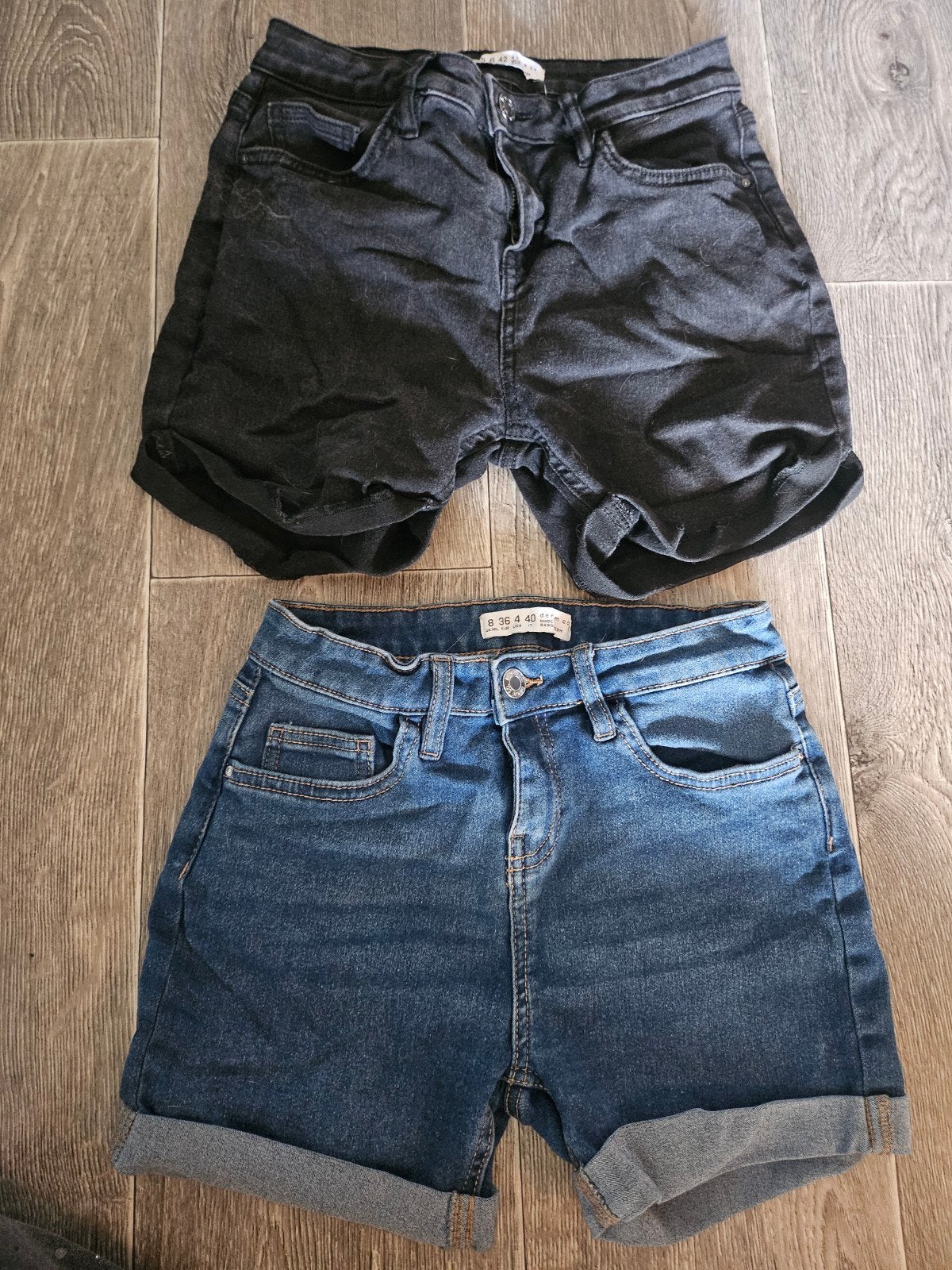 2x Denim Co. korte broek - Zwart en Blauw - Maat 36/38, Kort, Zwart, Ophalen of Verzenden, Maat 36 (S)