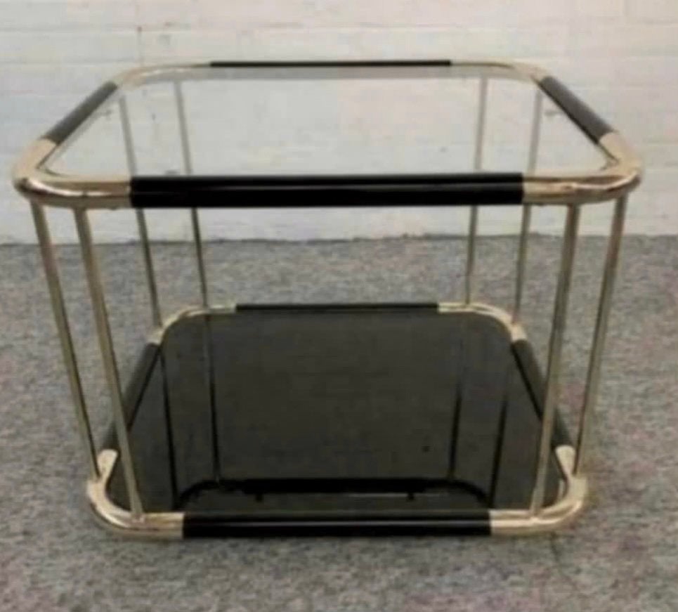 Tafel zwart messing bijzettafel DeKnudt Willy Rizzo stijl, Ophalen of Verzenden