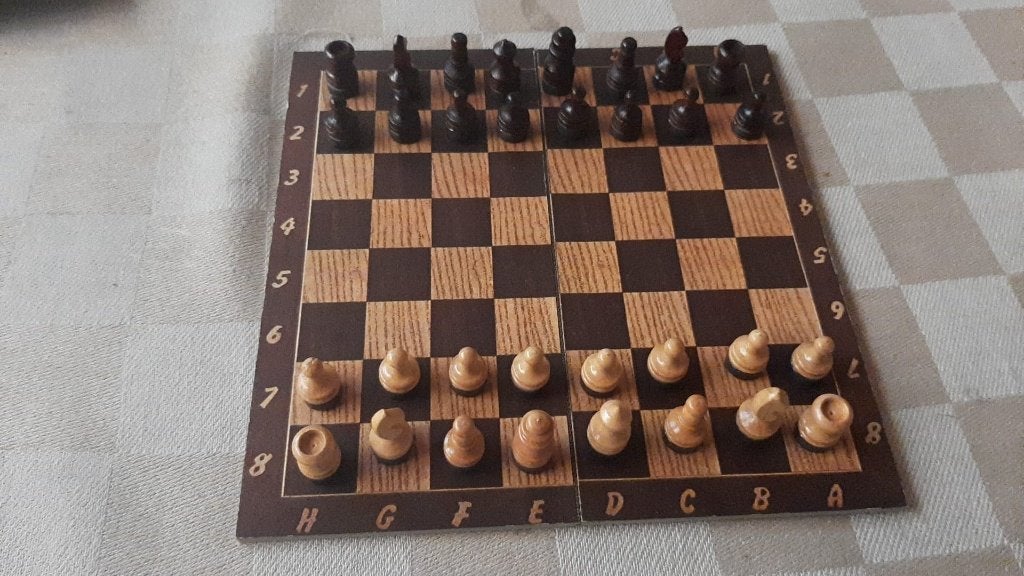 bordspel schaakbord met magnetische stukken in leren buidel, Een of twee spelers, Ophalen of Verzenden, Zo goed als nieuw
