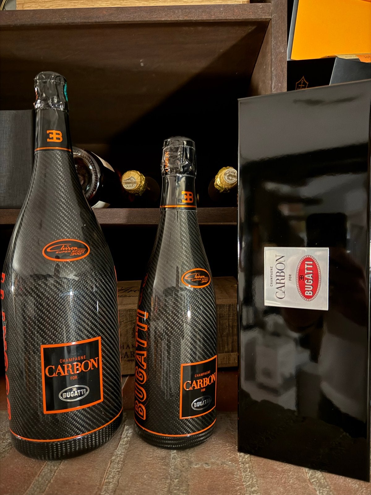 2x Champagne Carbon Bugatti Chiron Super Sport 300+, Ophalen of Verzenden, Nieuw, Frankrijk, Champagne