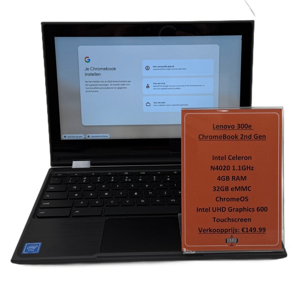 Lenovo 300e Chromebook 2e gen | Intel Celeron 4GB RAM 32GB, Computers en Software, Toulonsleaan 72, 4 GB of minder, Qwerty, Dordrecht@usedproducts.nl