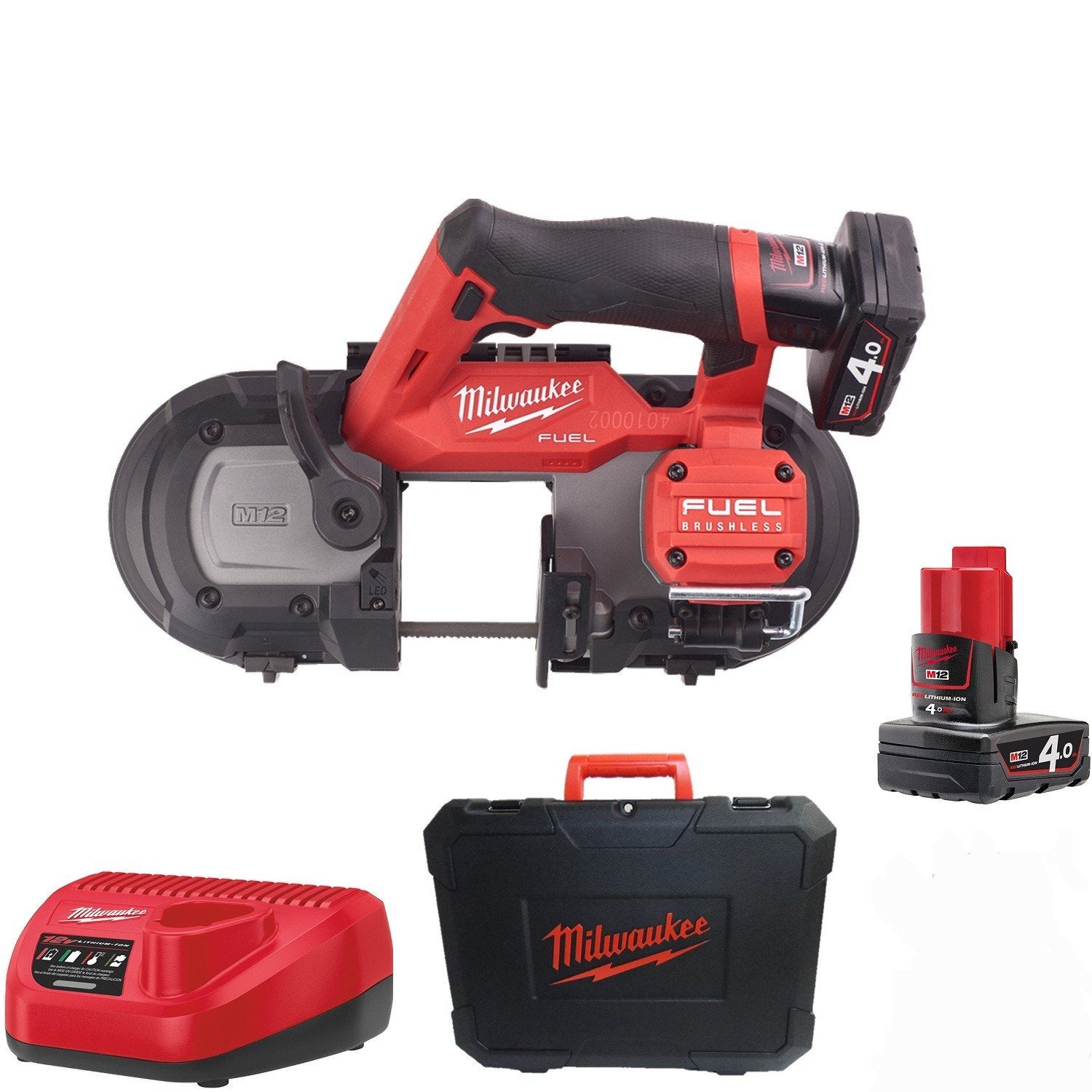 Milwaukee M12 FUEL FBS64 bandzaag + 4.0Ah accu – ZGAN, Ophalen, Zo goed als nieuw