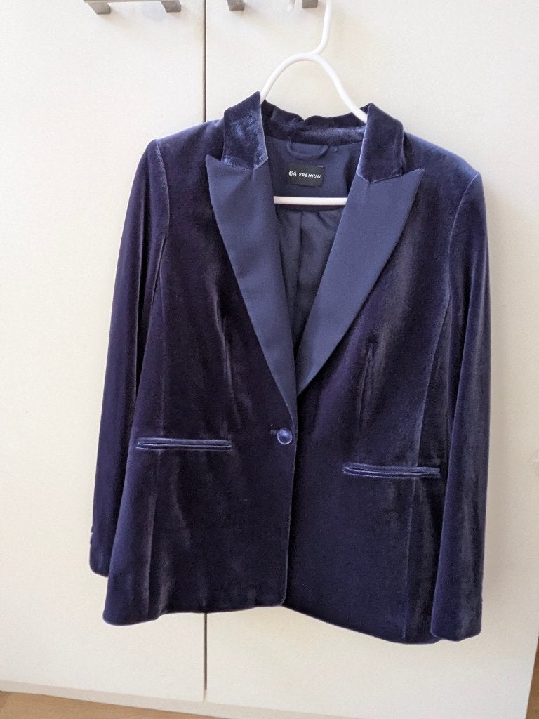 Fluwelen blazer, Kleding | Dames, Blauw, Maat 42/44 (L), Ophalen of Verzenden, Zo goed als nieuw