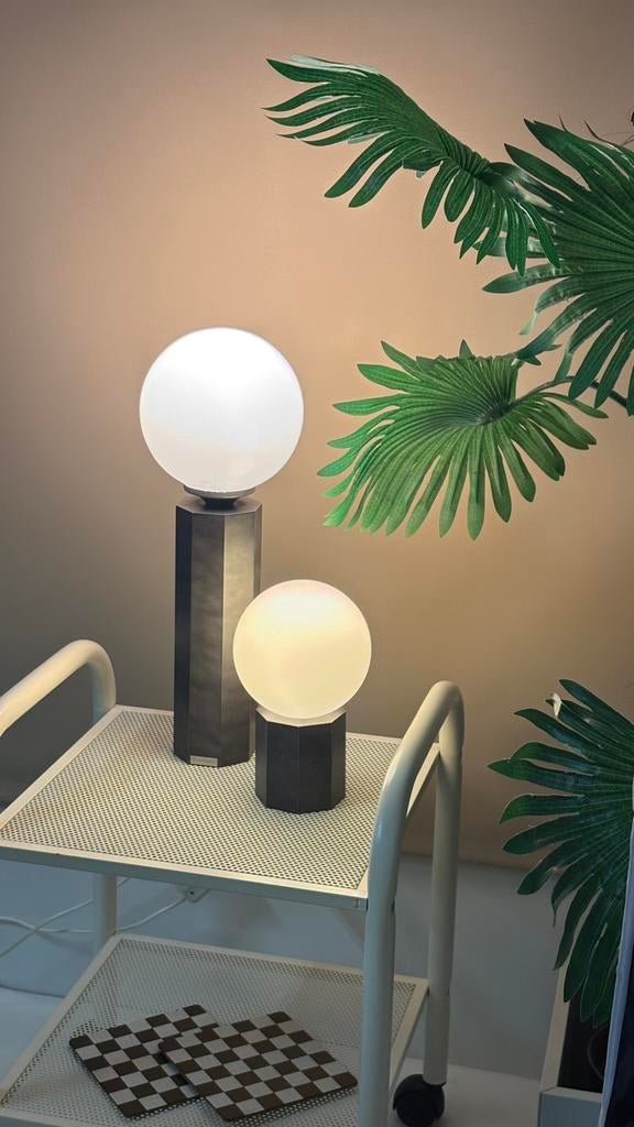 Vintage Bony Design Space Age bollamp grijs bol glas, 50 tot 75 cm, ., Zo goed als nieuw, .