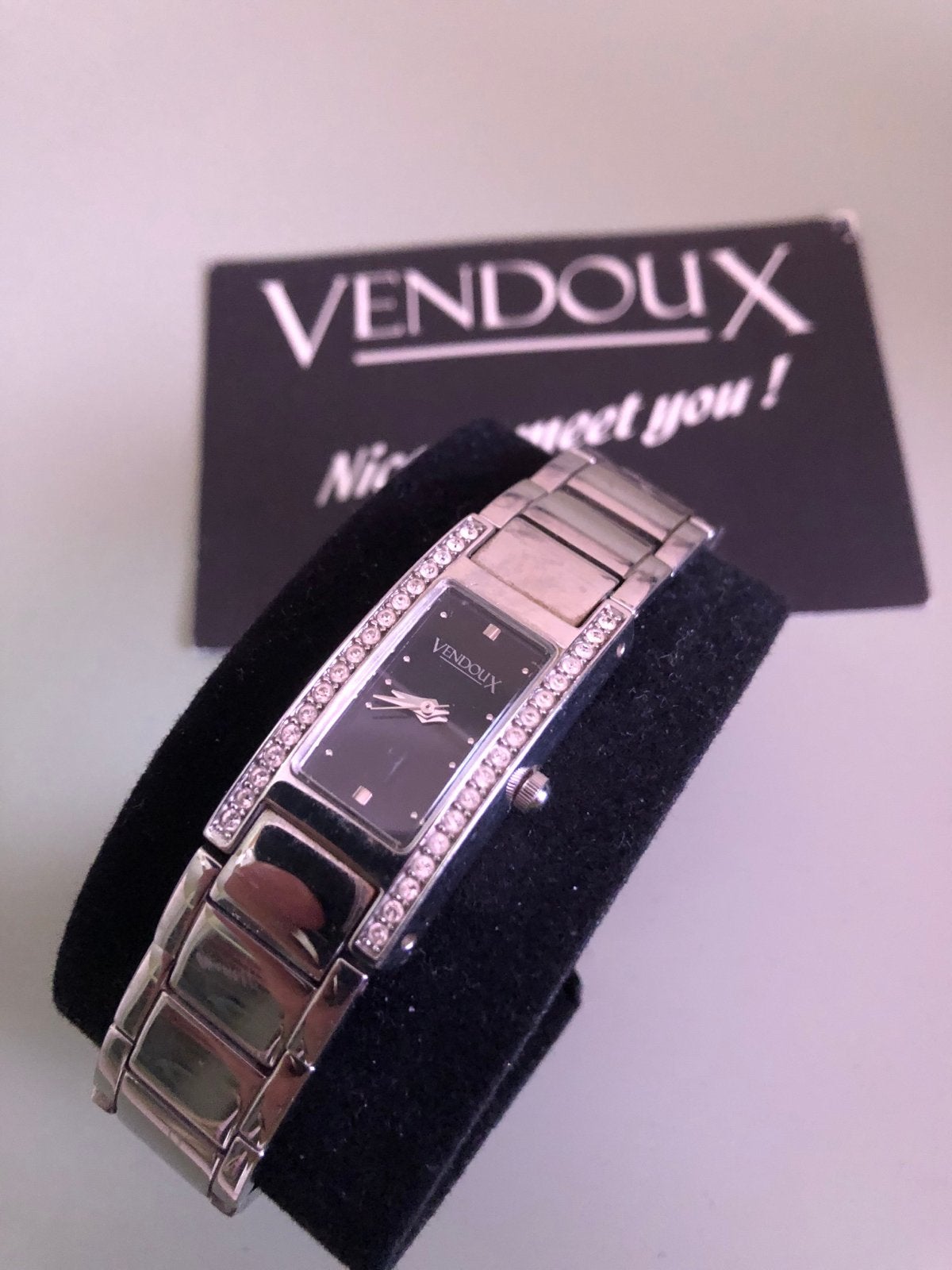 Vendoux dameshorloge met strass, batterij nodig, Overige merken, Gebruikt, Staal, Polshorloge