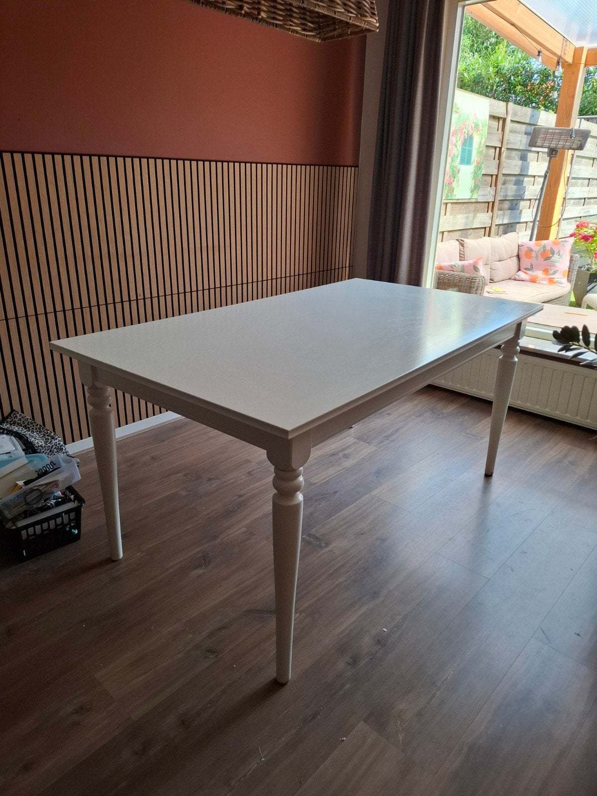IKEA INGATORP uitschuifbare eettafel wit, Ophalen, Gebruikt, Modern, Scandinavisch, 50 tot 100 cm