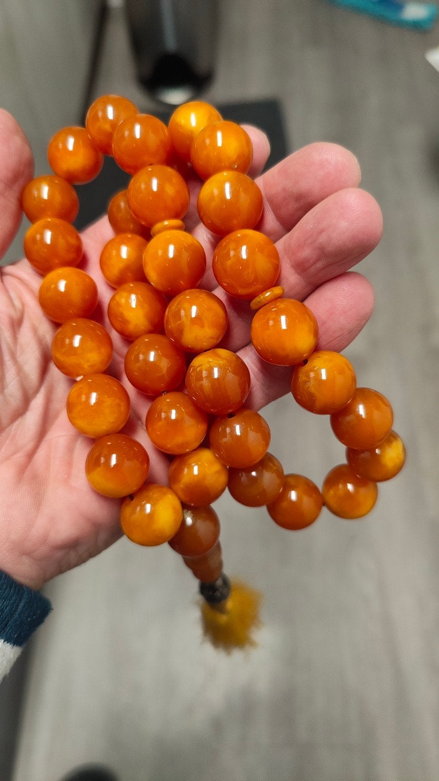 Vintage amberkleurige bakeliet ketting - Uitstekende staat, Ophalen, Overige materialen, Ketting