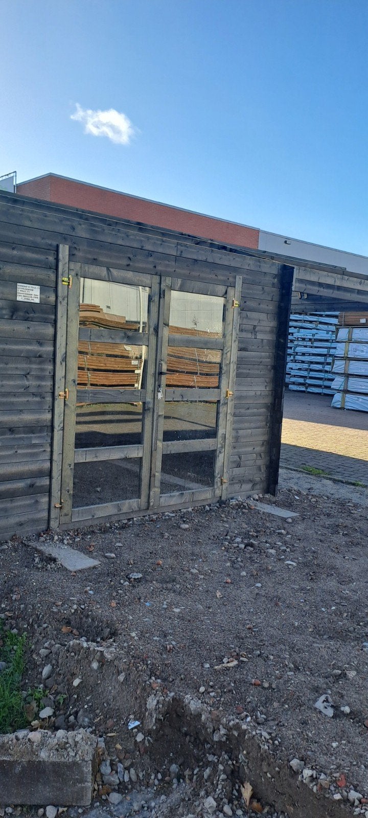 Blokhut met aangebouwde overkapping 3x3m, Ophalen, 200 tot 400 cm, 250 tot 500 cm, Blokhut