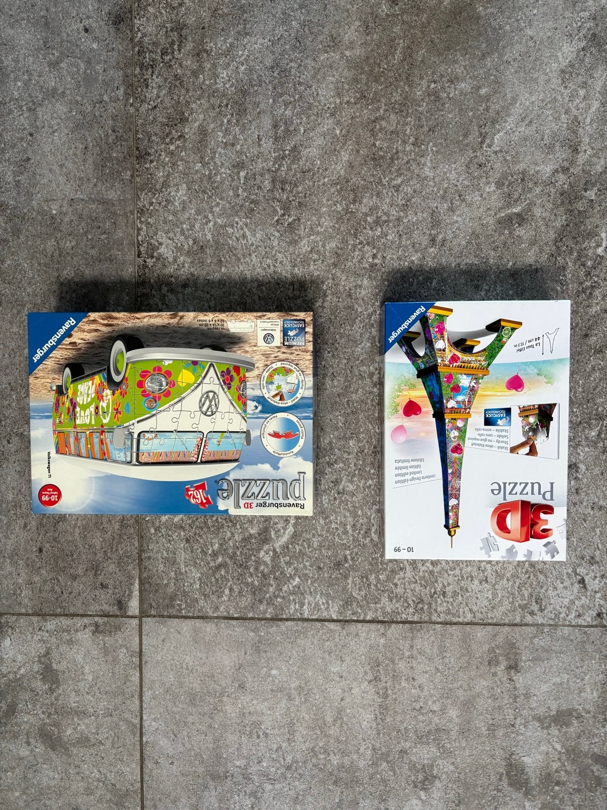 Ravensburger 3D Puzzels: VW Bus & Eiffeltoren, Een of twee spelers, Ophalen of Verzenden, Gebruikt