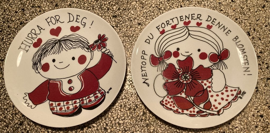 2 Bitte Brunoco Norge Borden Noorwegen 1979 Prijs per Bord, Antiek en Kunst, Ophalen