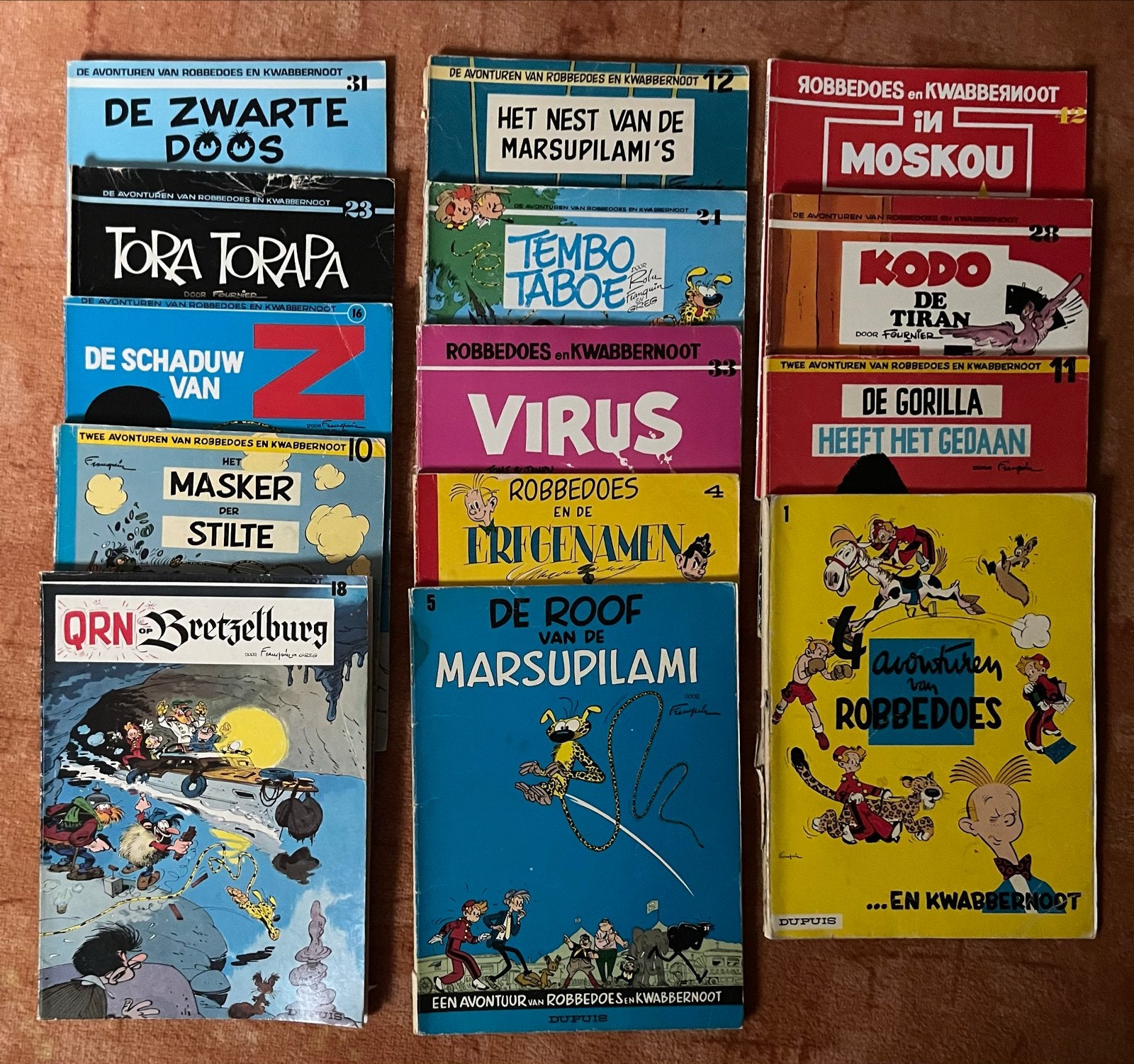 Robbedoes en Kwabbernoot stripboeken collectie, Meerdere stripboeken, Ophalen of Verzenden, Gelezen
