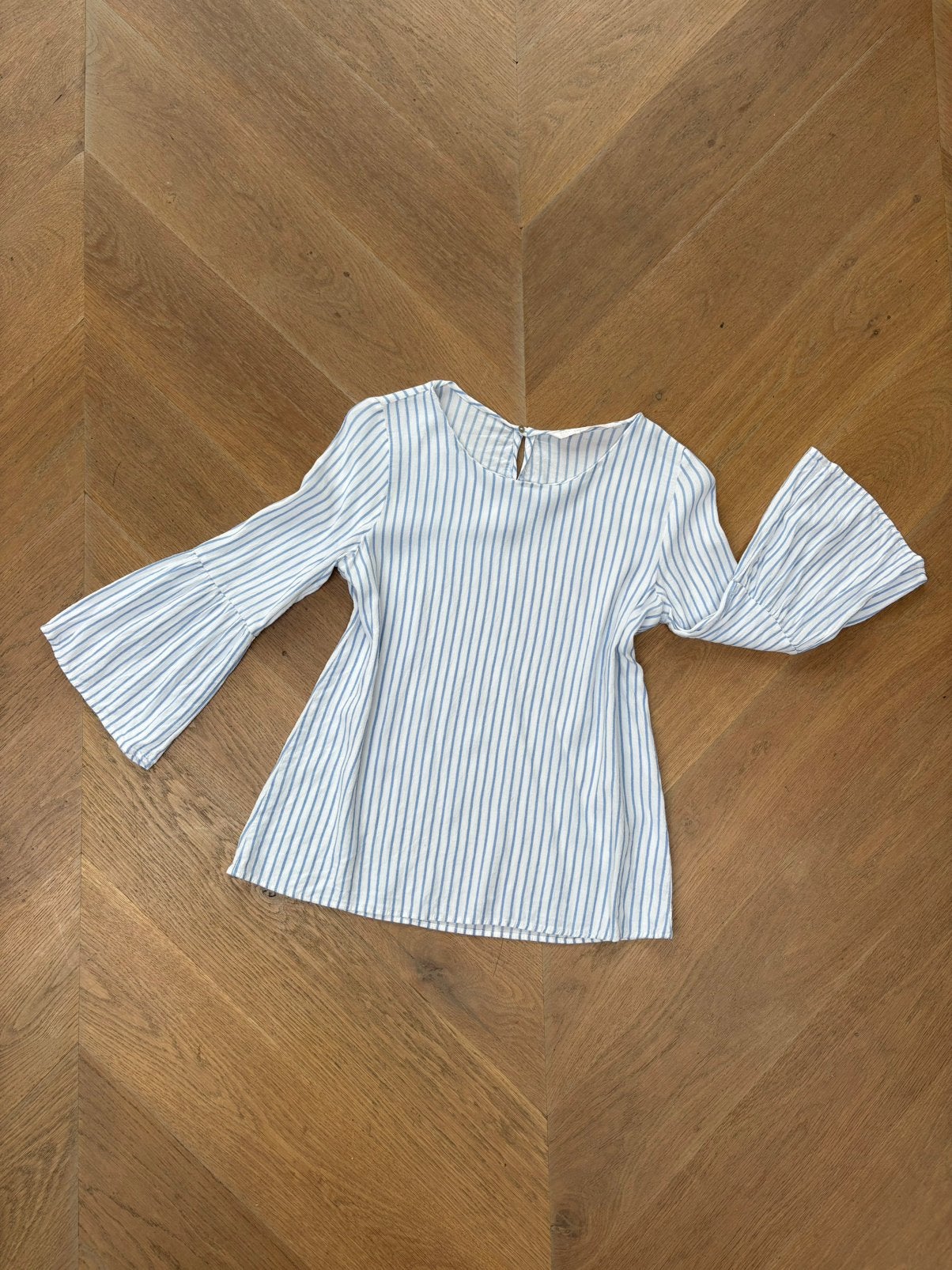 Blauw-witte streep blouse/top met wijde mouwen, maat S, Zara, Maat 38/40 (M), Blauw, Ophalen of Verzenden, Lange mouw
