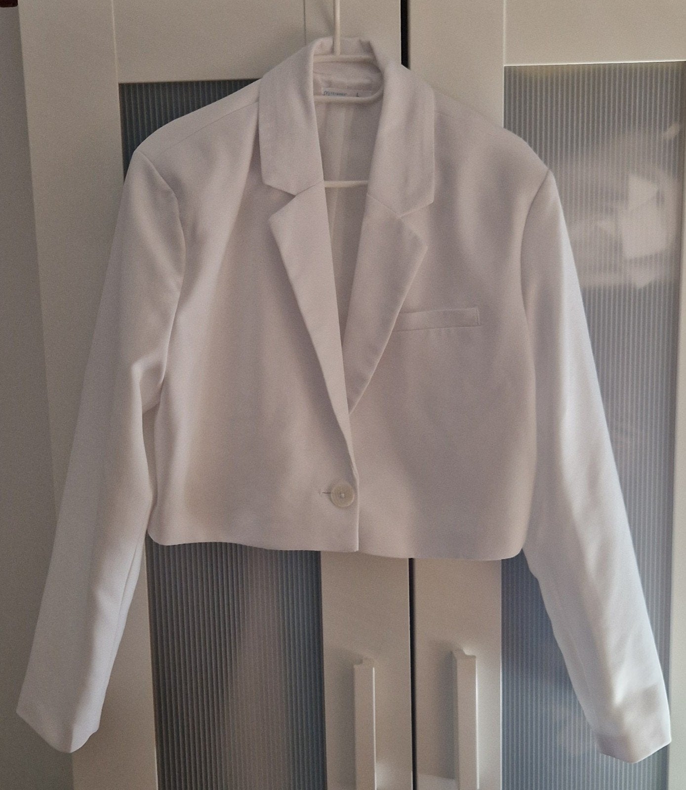 Cropped blazer colbert wit jasje maat l L 42 jas dames jasse, Wit, Maat 42/44 (L), Jasje, Verzenden
