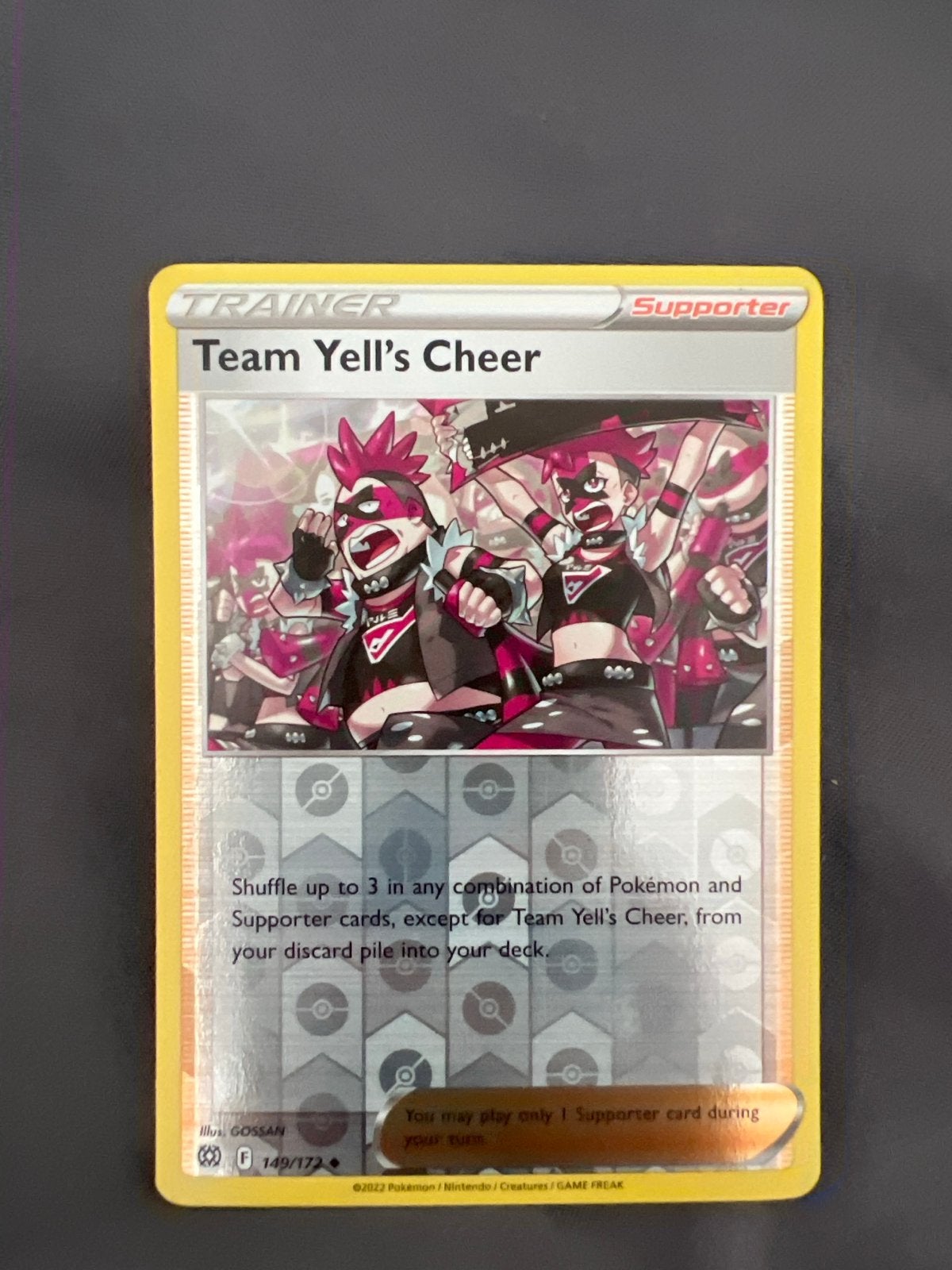 Pokémon TCG: Team Yell's Cheer Trainer Kaart (149/172), Ophalen of Verzenden, Zo goed als nieuw, Losse kaart