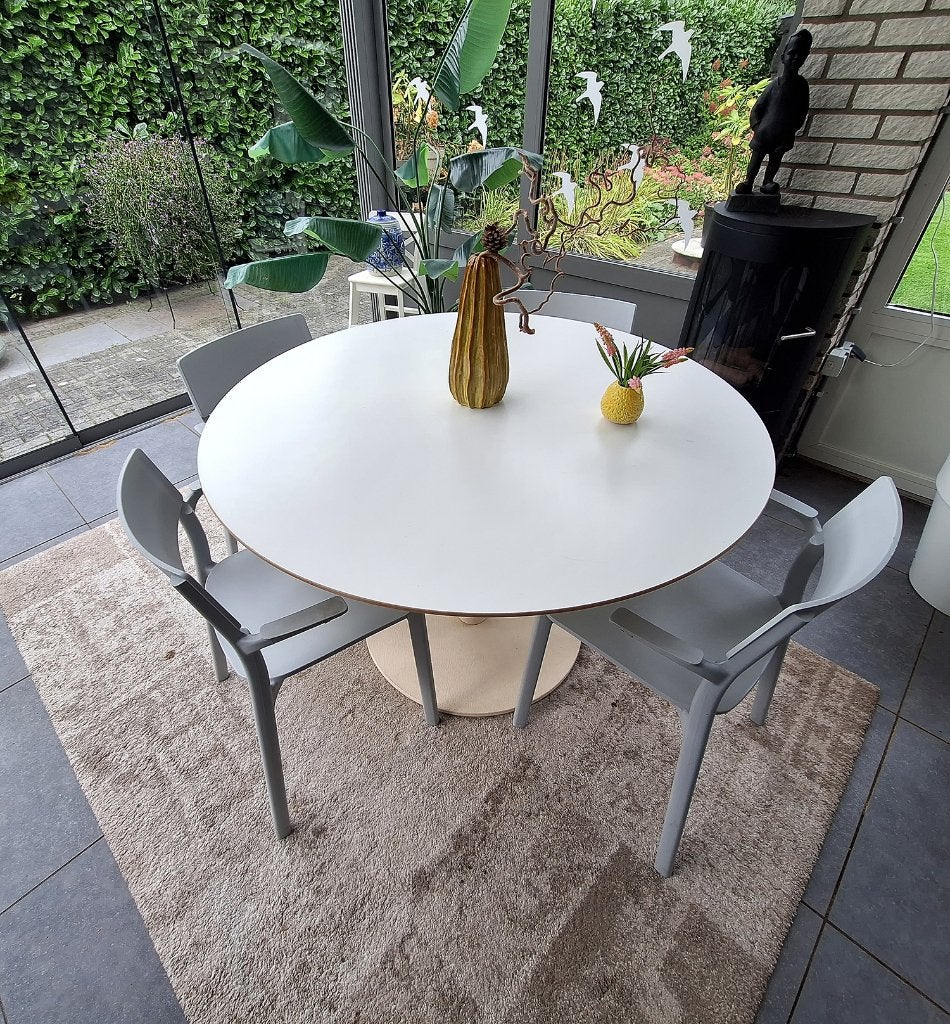 Tafel met 4 stoelen, Ophalen, Gebruikt, 100 tot 150 cm, Rond