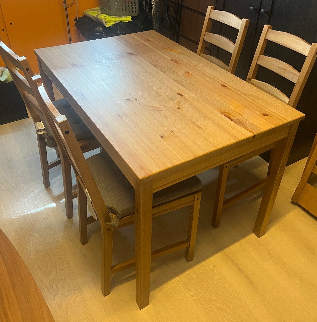 IKEA Jokkmokk eettafel set met 4 stoelen, Ophalen, Gebruikt, 100 tot 150 cm, 50 tot 100 cm