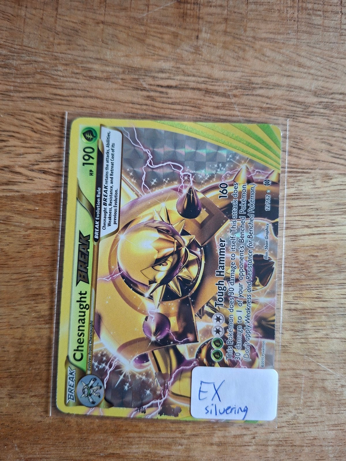 Chesnaught BREAK Pokémon kaart (EX met silvering), Ophalen of Verzenden, Zo goed als nieuw, Losse kaart, Foil