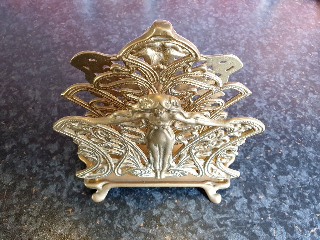 Art Nouveau Brievenhouder - Messing, Overige typen, Minder dan 20 cm, Art nouveau, Ophalen of Verzenden