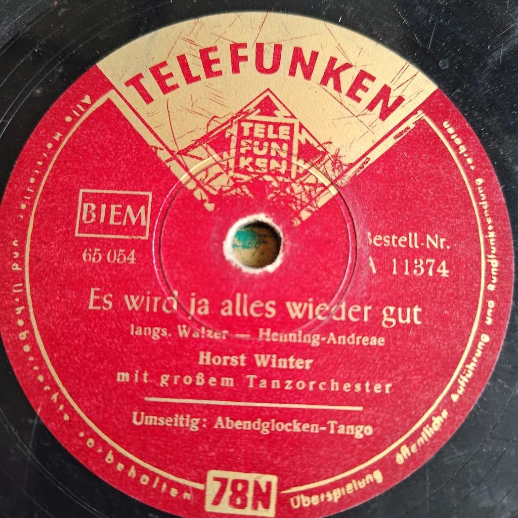 78 toeren plaat: Horst Winter - Es wird ja alles, Ophalen of Verzenden, Gebruikt, 10 inch