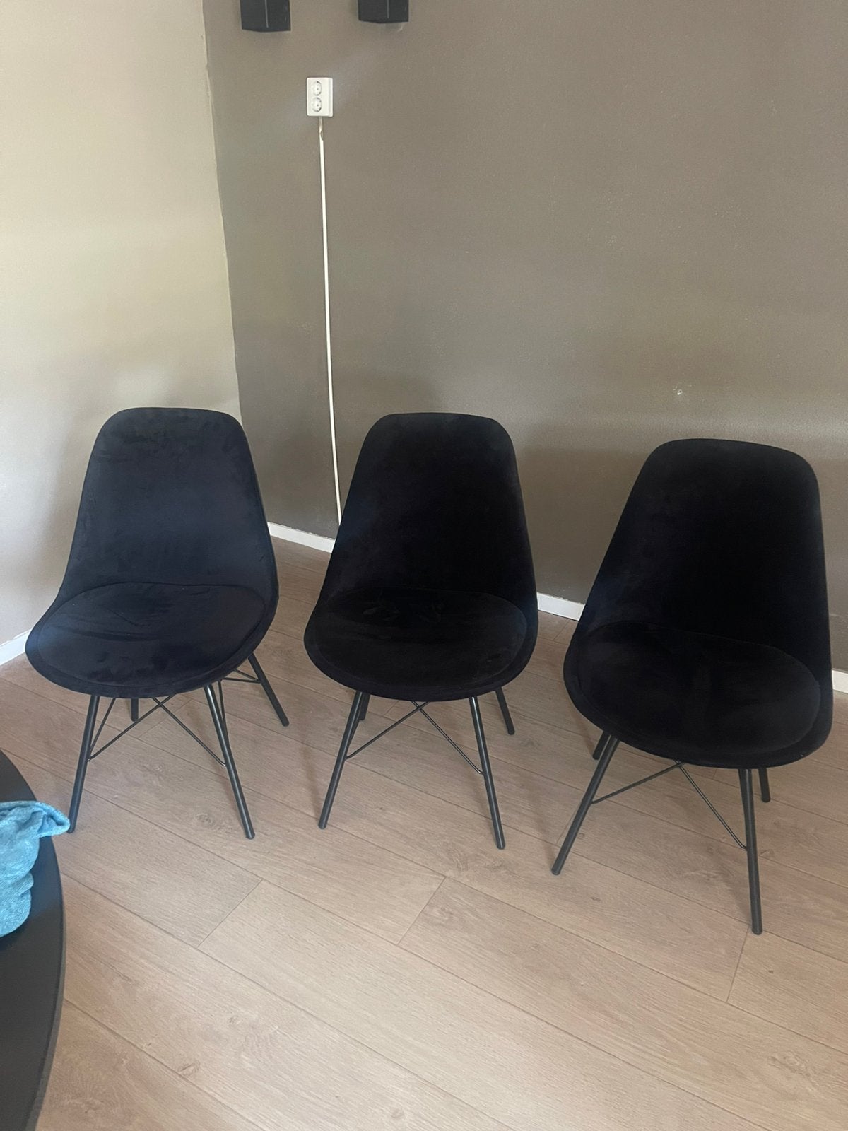 3 velvet zwarte kuipstoeltjes zo goed als nieuw, Huis en Inrichting, Stoelen, Ophalen, Zo goed als nieuw, Zwart, Eén