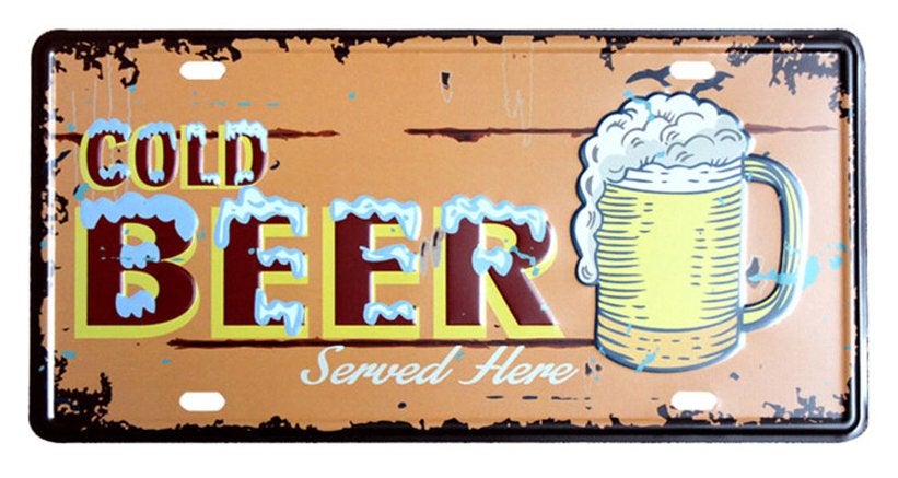 Cold Beer Retro Vintage Metalen Bord Plaat Bier Mancave, Verzenden, Nieuw, Wandbord of Wandpaneel