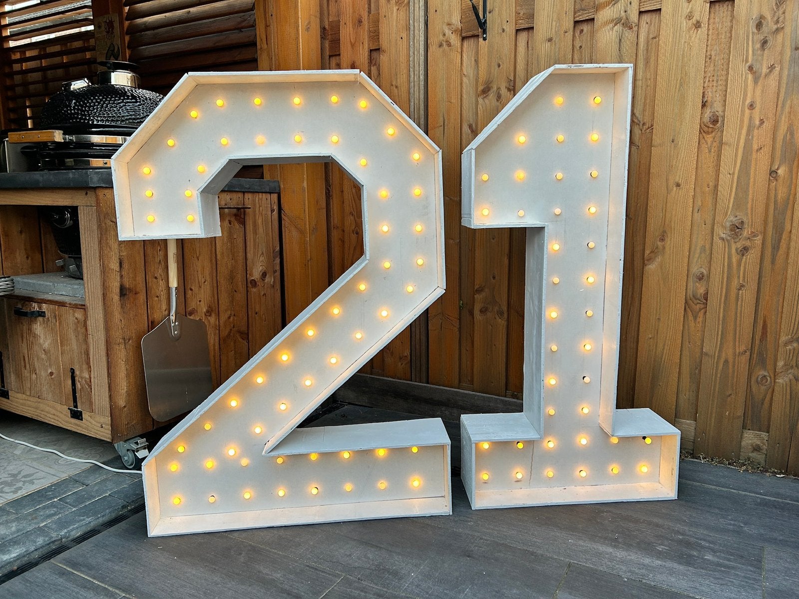 21 Diner verlichte cijfers, Ophalen, Zo goed als nieuw, Versiering, Verjaardag