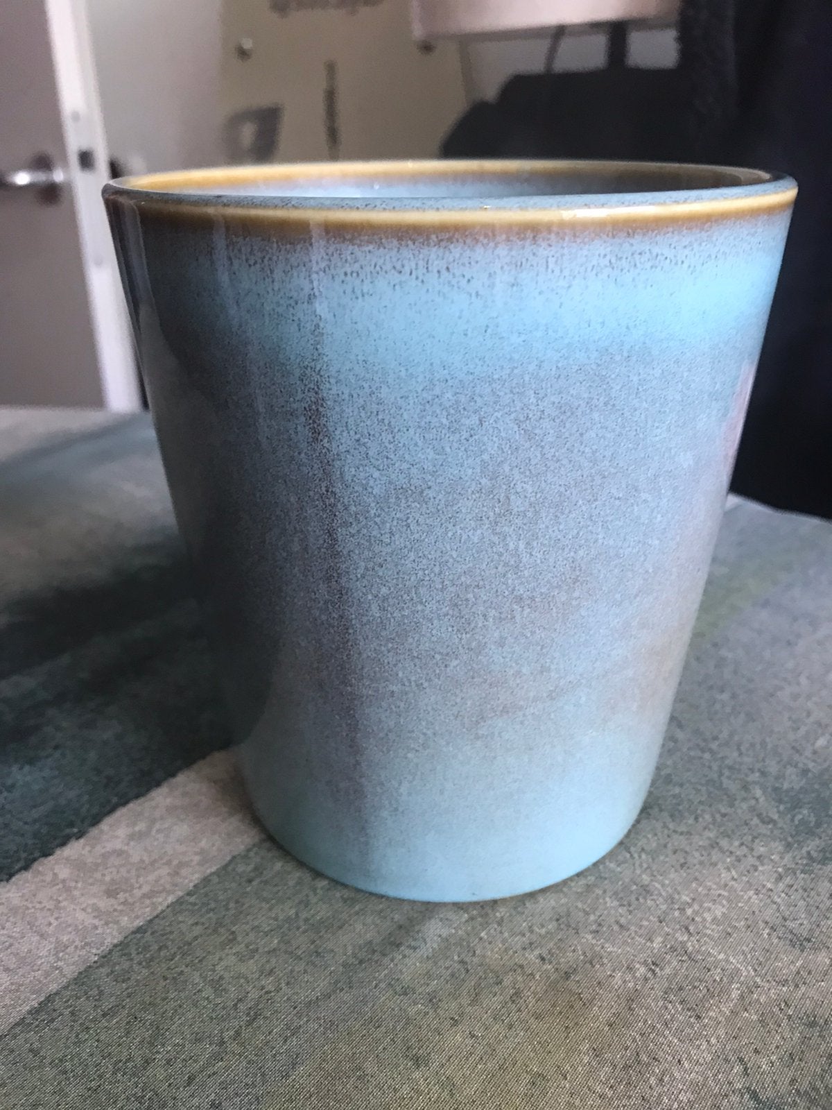 Vintage look bloempot aardewerk glazuur blauw bruin, Rond, Binnen, Ophalen of Verzenden, Zo goed als nieuw