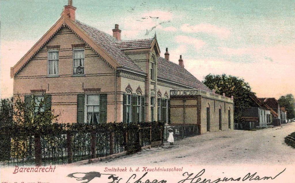 1905 BARENDRECHT Smitshoek b. d. Keucheniusschool, Verzamelen, Ansichtkaarten | Nederland, Ophalen of Verzenden, Voor 1920, Gelopen