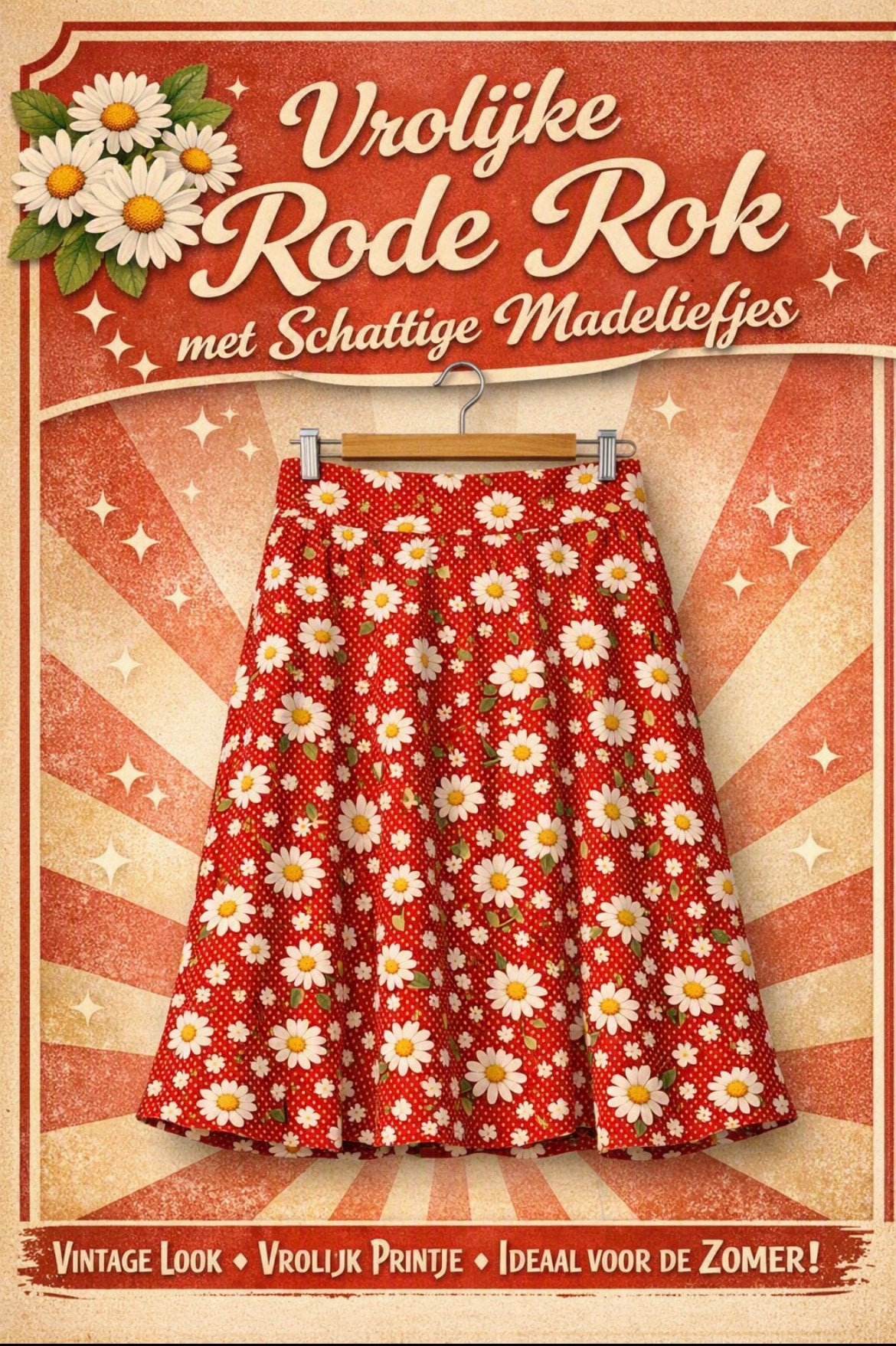 King Louie Border Skirt rok bloem rood M/38 zgan, Maat 38/40 (M), Ophalen of Verzenden, Zo goed als nieuw, Boven de knie