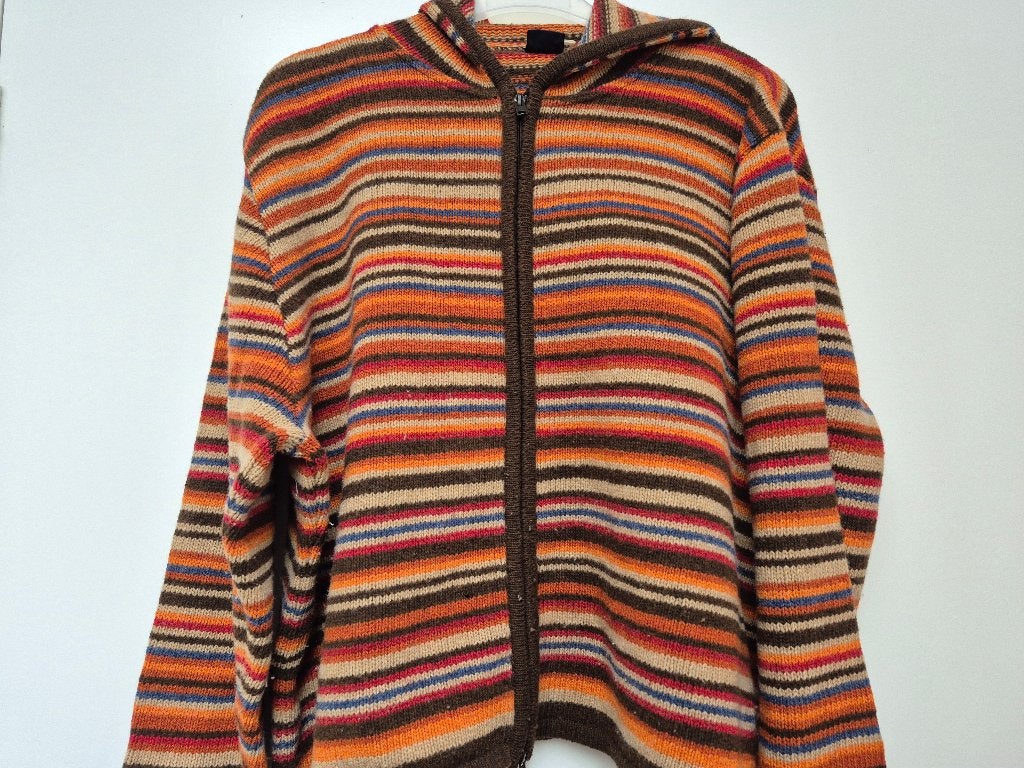MISS ETAM POSITIE bruin / beige / oranje gestreept vest XL, Kleding | Dames, Bruin, Trui of Vest, Maat 46/48 (XL) of groter, Ophalen of Verzenden