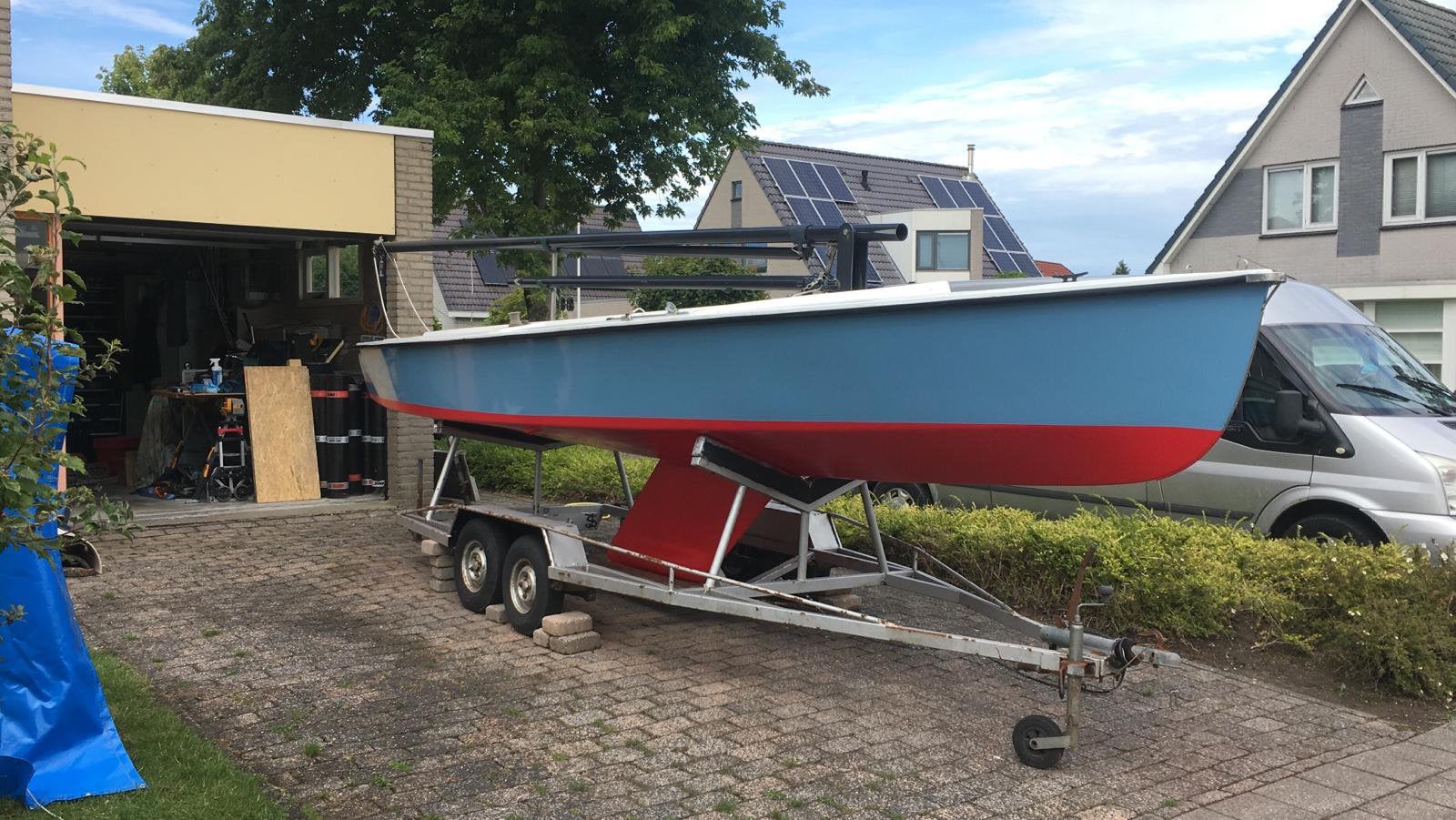Polyvalk aluminium mast, giek & gaffel., Zo goed als nieuw, Aluminium, Polyvalk, Ophalen