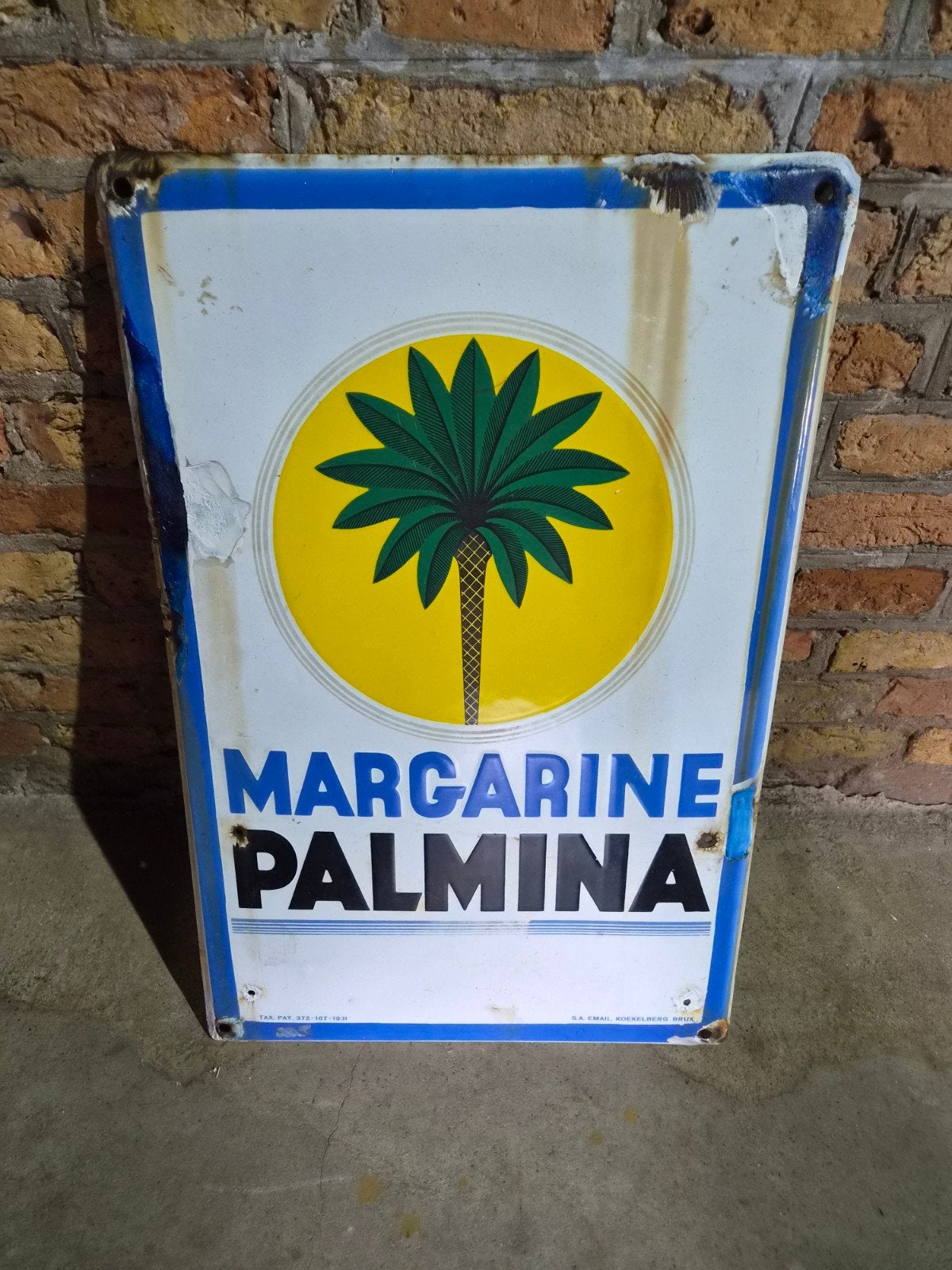 Vintage Emaille Reclamebord Margarine Palmina, Antiek en Kunst, Antiek | Emaille, Ophalen of Verzenden