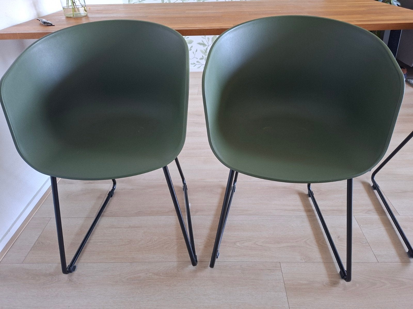 6 kuipstoelen kunststof metaal groen, Huis en Inrichting, Stoelen, Ophalen, Overige kleuren, Zo goed als nieuw, Modern