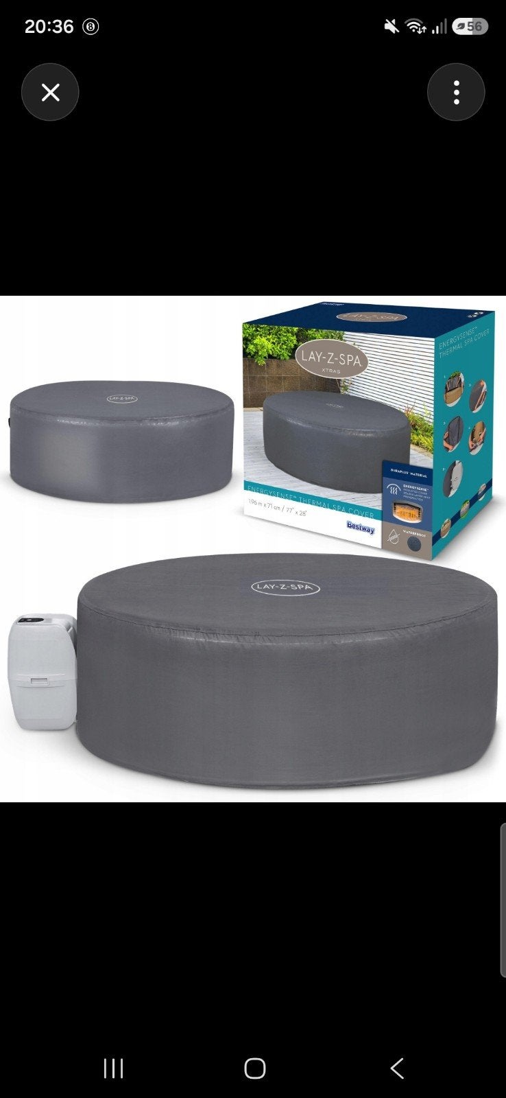 Bestway Lay-Z-Spa Thermische Cover 236 cm, Ophalen, Nieuw, Afdekzeil, Opblaasbaar