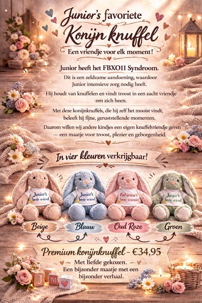Gepersonaliseerde Knuffel Konijn - 40 cm, Ophalen of Verzenden, Nieuw, Konijn