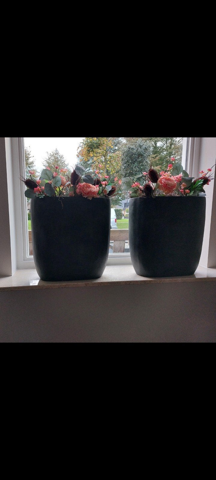 Bloempotten inclusief zijden kunstbloemen, Ophalen, Zijde, Zo goed als nieuw, Kunstbloesem