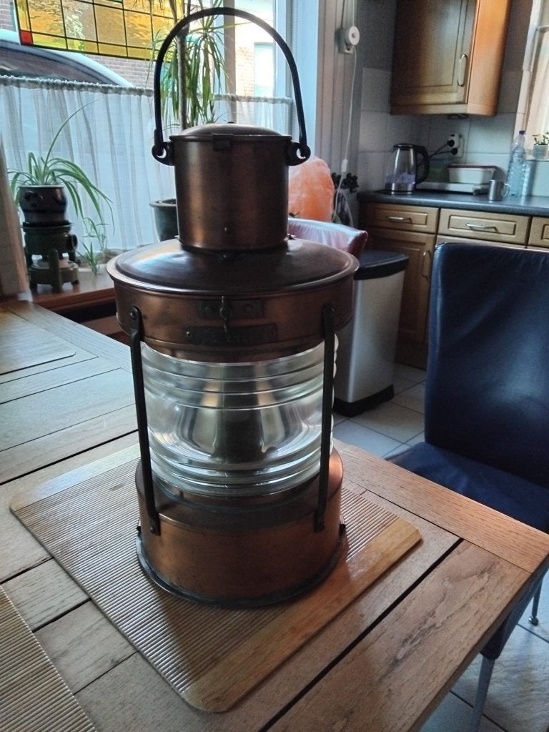 prachtige roodkoperen scheepslantaarn 55cm hoog, Ophalen, Zo goed als nieuw, Ankeren en Afmeren, Zeilboot of Motorboot
