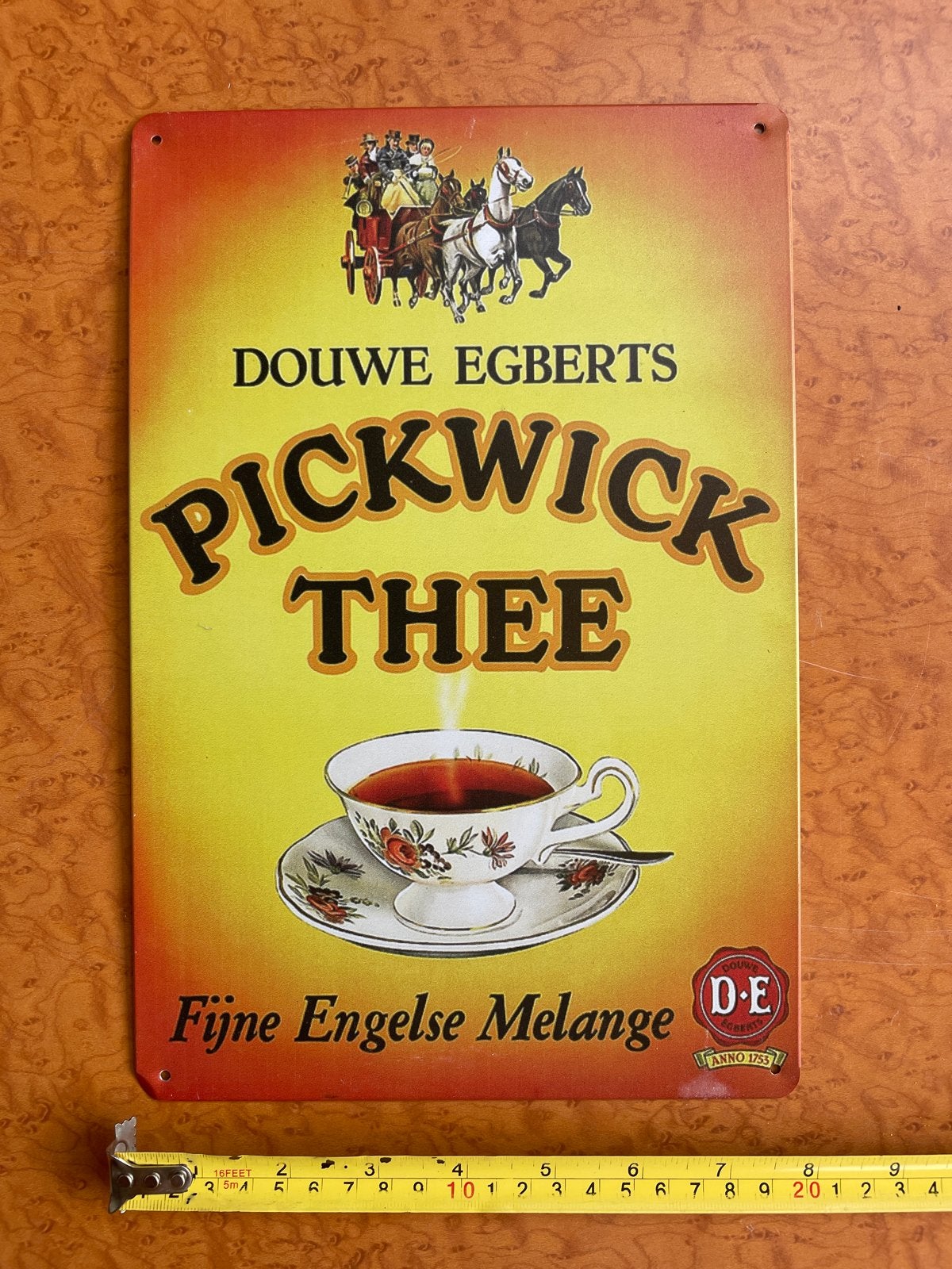Vintage Douwe Egberts Pickwick Thee Emaille Reclamebord, Ophalen of Verzenden