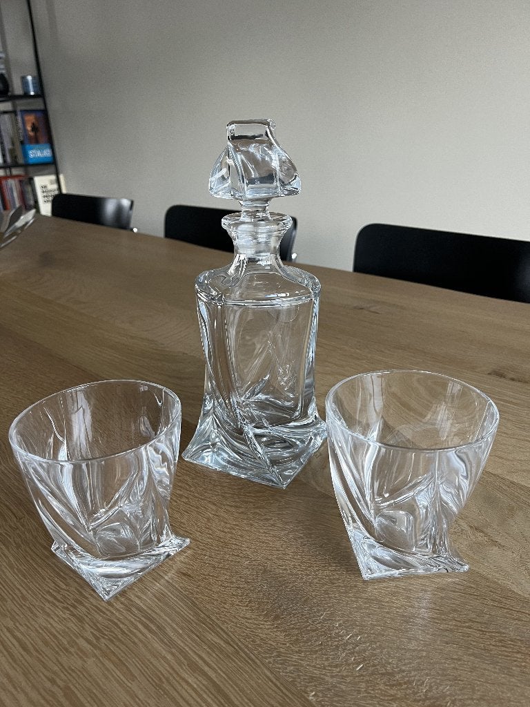 Whiskeyset kristal karaf en glazen, Antiek en Kunst, Antiek | Glas en Kristal, Ophalen of Verzenden