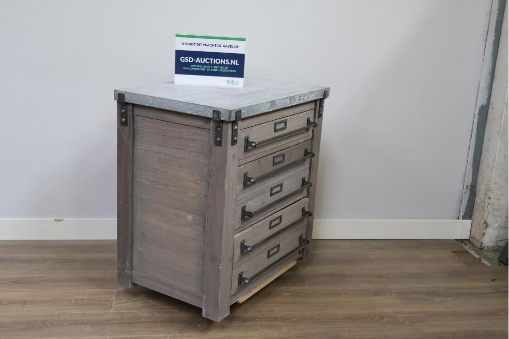 Rustiek Houten Ladekast met Stenen Blad, Ophalen of Verzenden, Niet ingevuld, Niet ingevuld, Niet ingevuld
