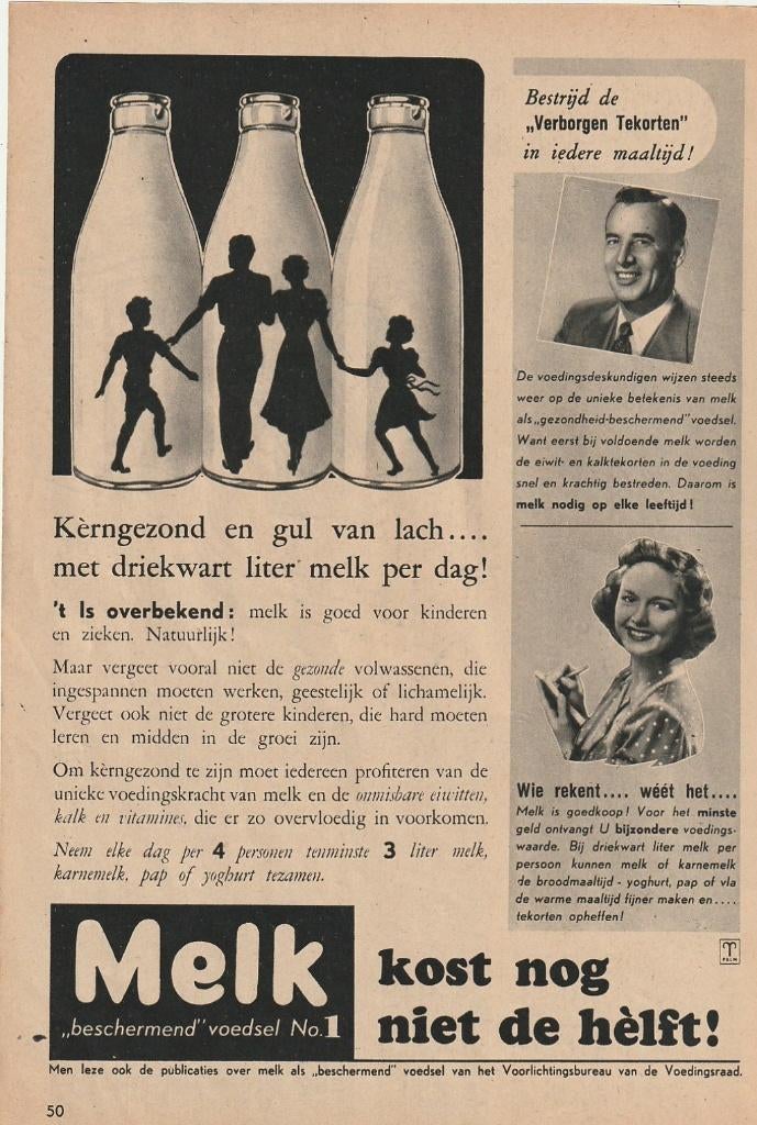 Retro reclame 1951 Melk zuivel gul van lach, Verzenden, Overige typen