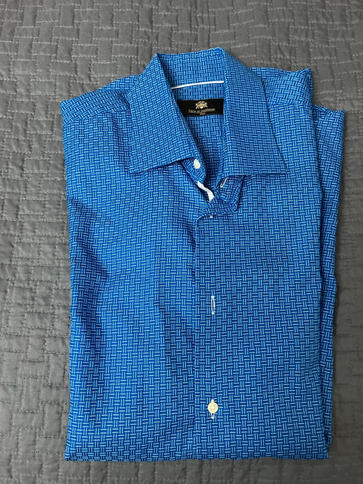 Circle of Gentlemen overhemd - Blauw met patroon, Kleding | Heren, Overhemden, Ophalen, Zo goed als nieuw, Blauw, Halswijdte 41/42 (L)