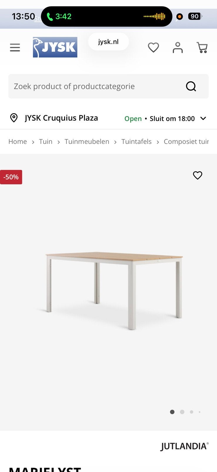 Gezocht; Tuintafel Marielyst Beige Jysk, Ophalen of Verzenden, Zo goed als nieuw, Rechthoekig, Aluminium