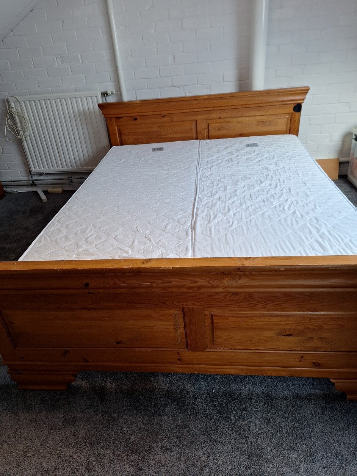 Grenen 2 pers bed, Huis en Inrichting, Slaapkamer | Bedden, Gebruikt, Bruin, Tweepersoons, Ophalen of Verzenden