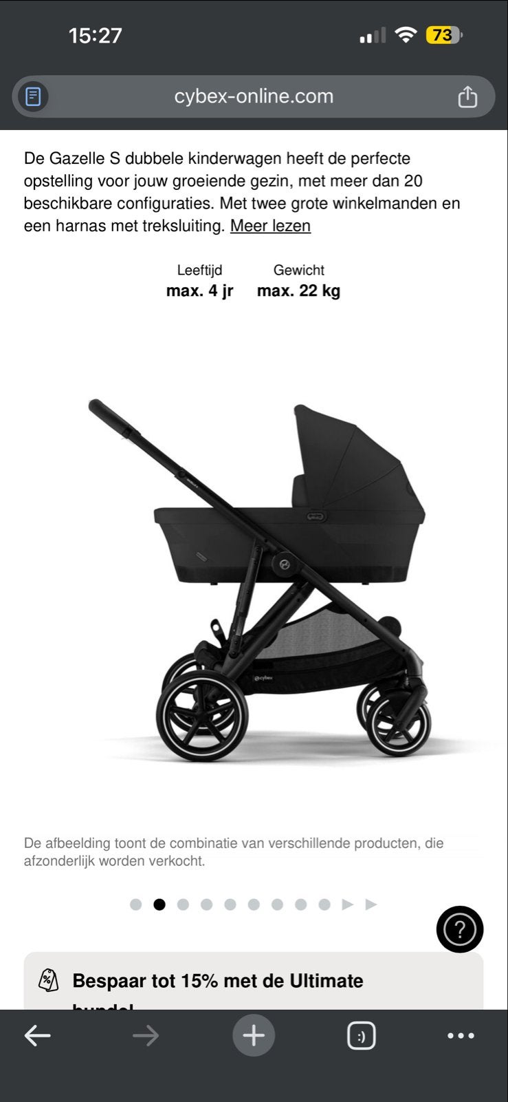 Cybex Gazelle S Kinderwagen - Uitbreidbaar naar Duo, Gebruikt, Duowagen, Ophalen, Kinderwagen