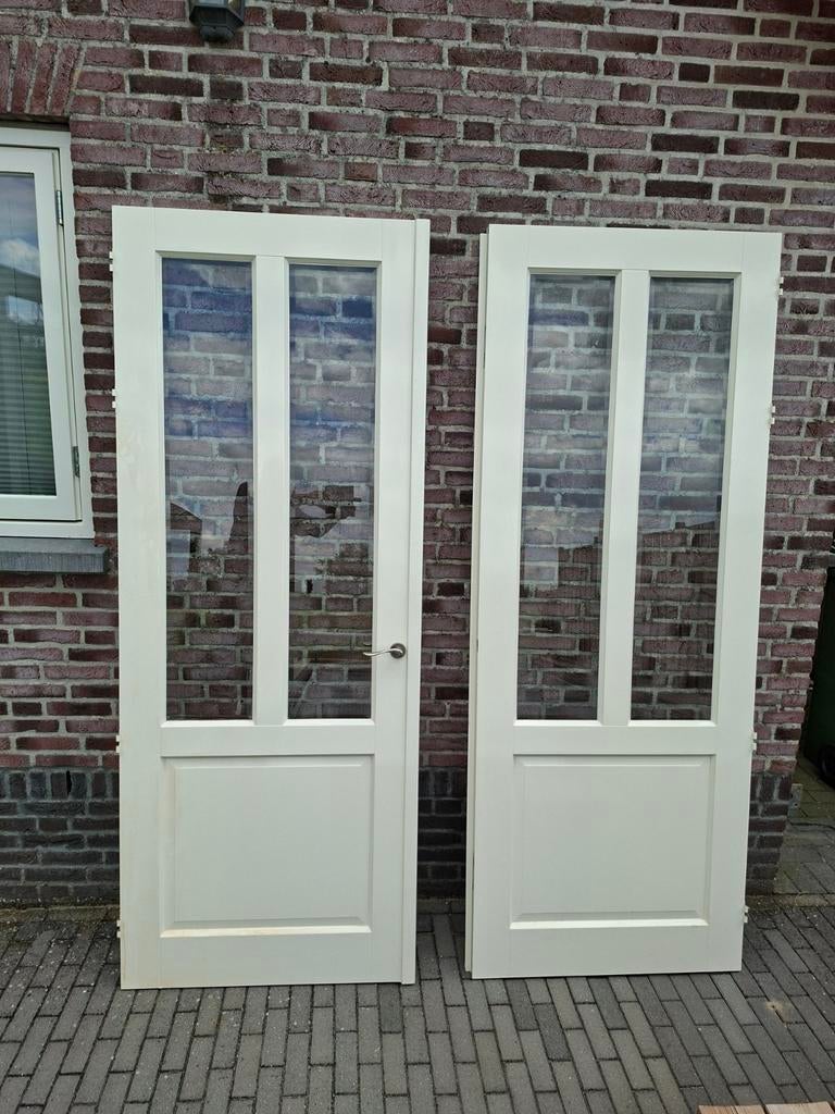 2 glasdeuren inclusief kozijn, 80 tot 100 cm, 215 cm of meer, Binnendeur, Ophalen of Verzenden
